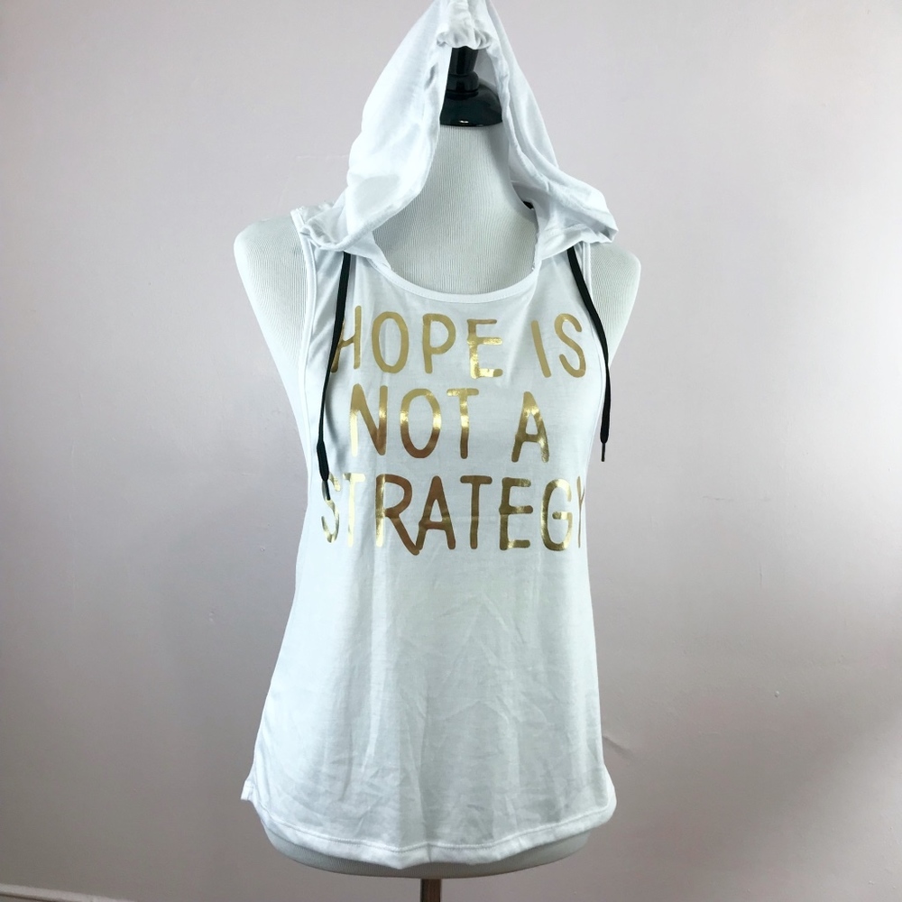 Junior's Graphic Open Back Hoodie Tank Top NWT